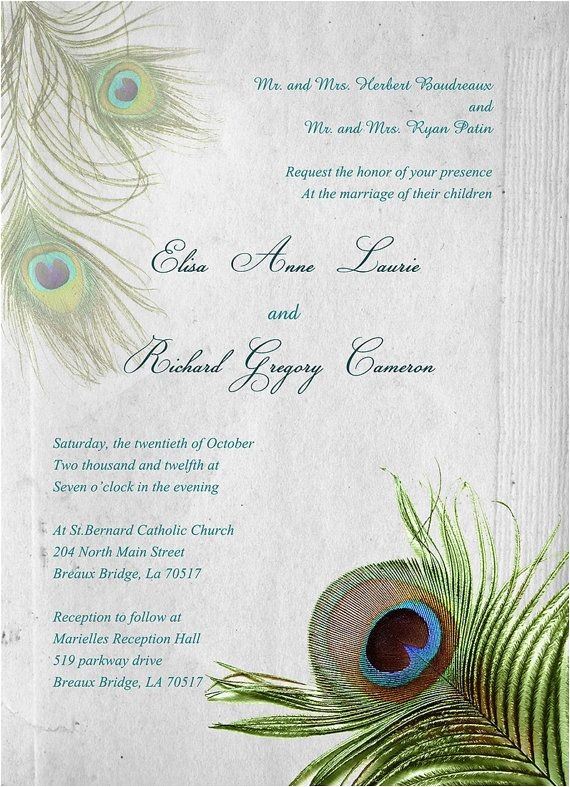 Peacock Wedding Invitation Sets Peacock Wedding Invitation Set Peacock Feather