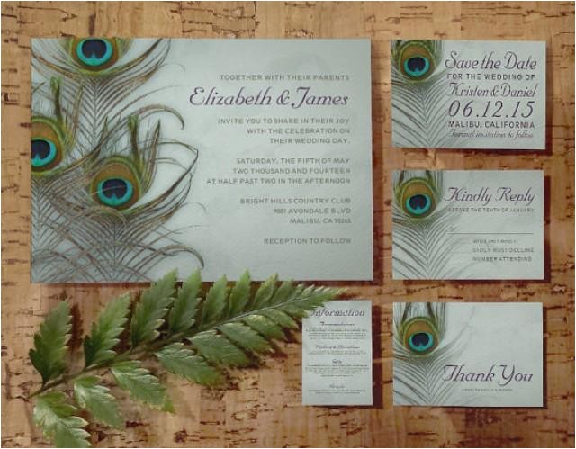 Peacock Wedding Invitation Sets Vintage Peacock Feather Wedding Invitation Set Suite