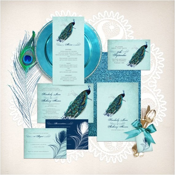 Peacock Wedding Invitation Sets Vintage Peacock Wedding Stationery Set Invitation Suite