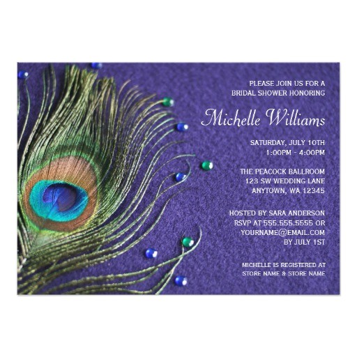 Peacock Wedding Shower Invitations Peacock Feather Jewels Purple Bridal Shower Card Zazzle Peacock Wedding Shower Invitations Peacock Feather Jewels Purple Bridal Shower Card Zazzle