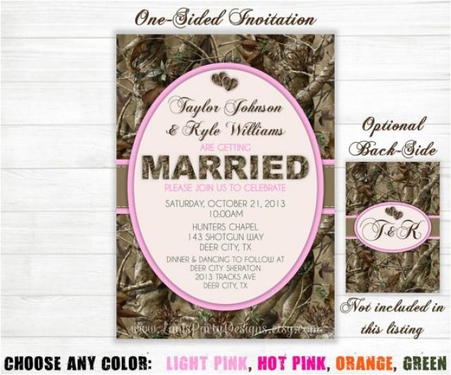 Pink Camouflage Wedding Invitations Camo Wedding Invitation Hunting Camouflage orange Pink