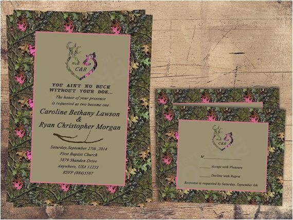 Pink Camouflage Wedding Invitations Camo Wedding Invitation Pink Doe Hunter Pink Camo Pink and