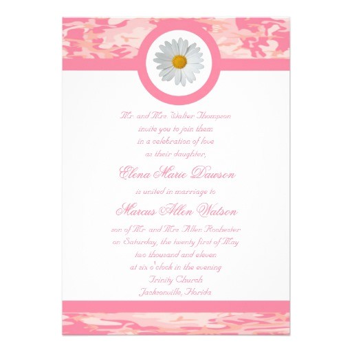 Pink Camouflage Wedding Invitations Pink Camo Wedding Invitation 5 Quot X 7 Quot Invitation Card Zazzle