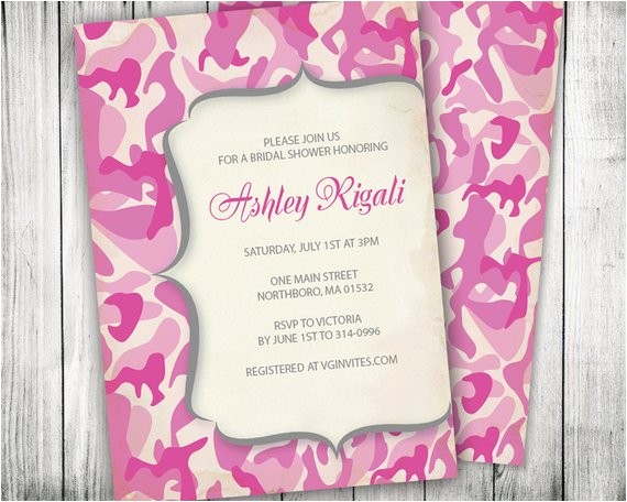Pink Camouflage Wedding Invitations Pink Camouflage Invitation Camo Invite Custom by Vginvites