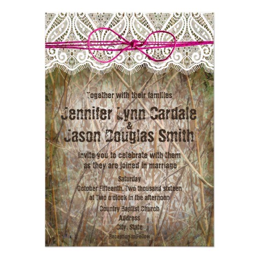 Pink Camouflage Wedding Invitations Rustic Country Camo Pink Bow Wedding Invitations 4 5 Quot X 6