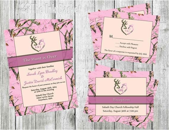 Pink Camouflage Wedding Invitations the Hunt is Over Wedding Invitation W Rsvp or by theinkbasket