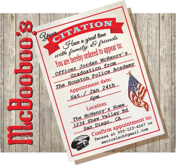 Police Academy Graduation Invitation Wording Police Academy Graduation or Retirement Party Citation