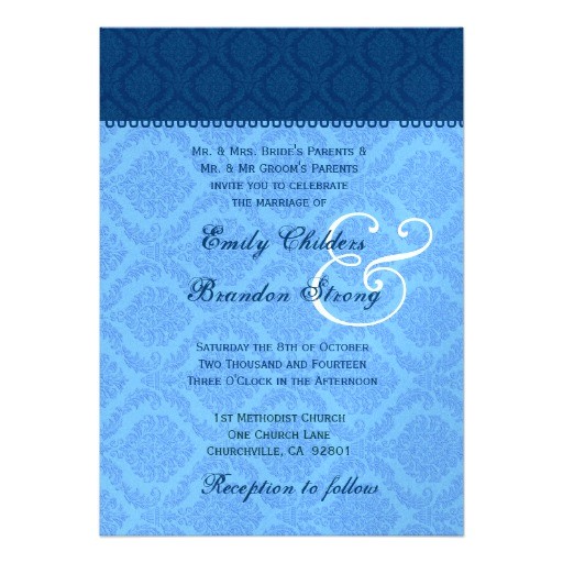 Powder Blue Wedding Invitations Navy and Powder Blue Damask Wedding Template Custom Powder Blue Wedding Invitations Navy and Powder Blue Damask Wedding Template Custom