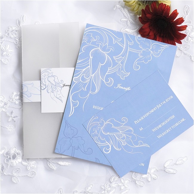 Powder Blue Wedding Invitations Vintage Powder Blue Pocket Wedding Invitation Cards