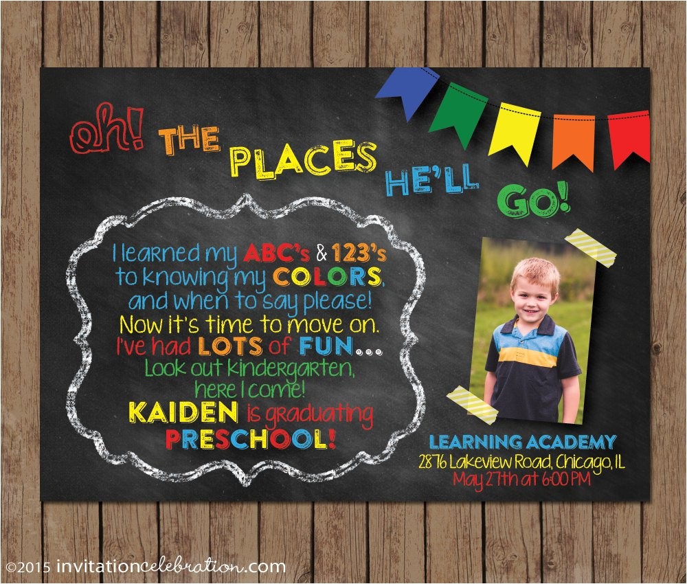 Pre K Graduation Invitations Dr Seuss Preschool Graduation Invitation Kindergarten