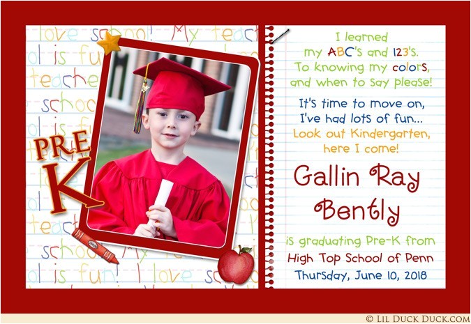 Pre K Graduation Invitations Photo Kindergarten Graduation Invitation Pre K Elementary