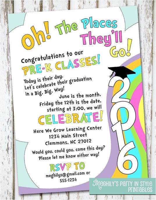 Pre Printed Graduation Party Invitations Oh the Places You 39 Ll Go Preschool Graduation Invitation Pre Printed Graduation Party Invitations Oh the Places You 39 Ll Go Preschool Graduation Invitation