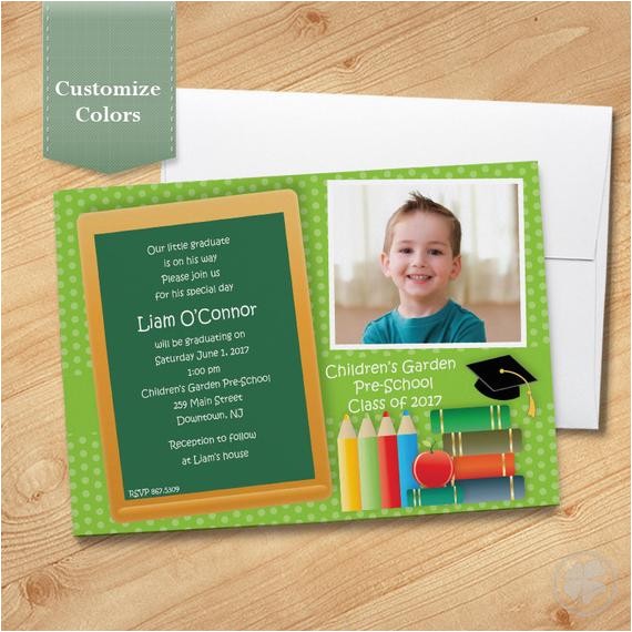 Pre Printed Graduation Party Invitations Photo Pre School Graduation Invitation Elementary Pre Printed Graduation Party Invitations Photo Pre School Graduation Invitation Elementary