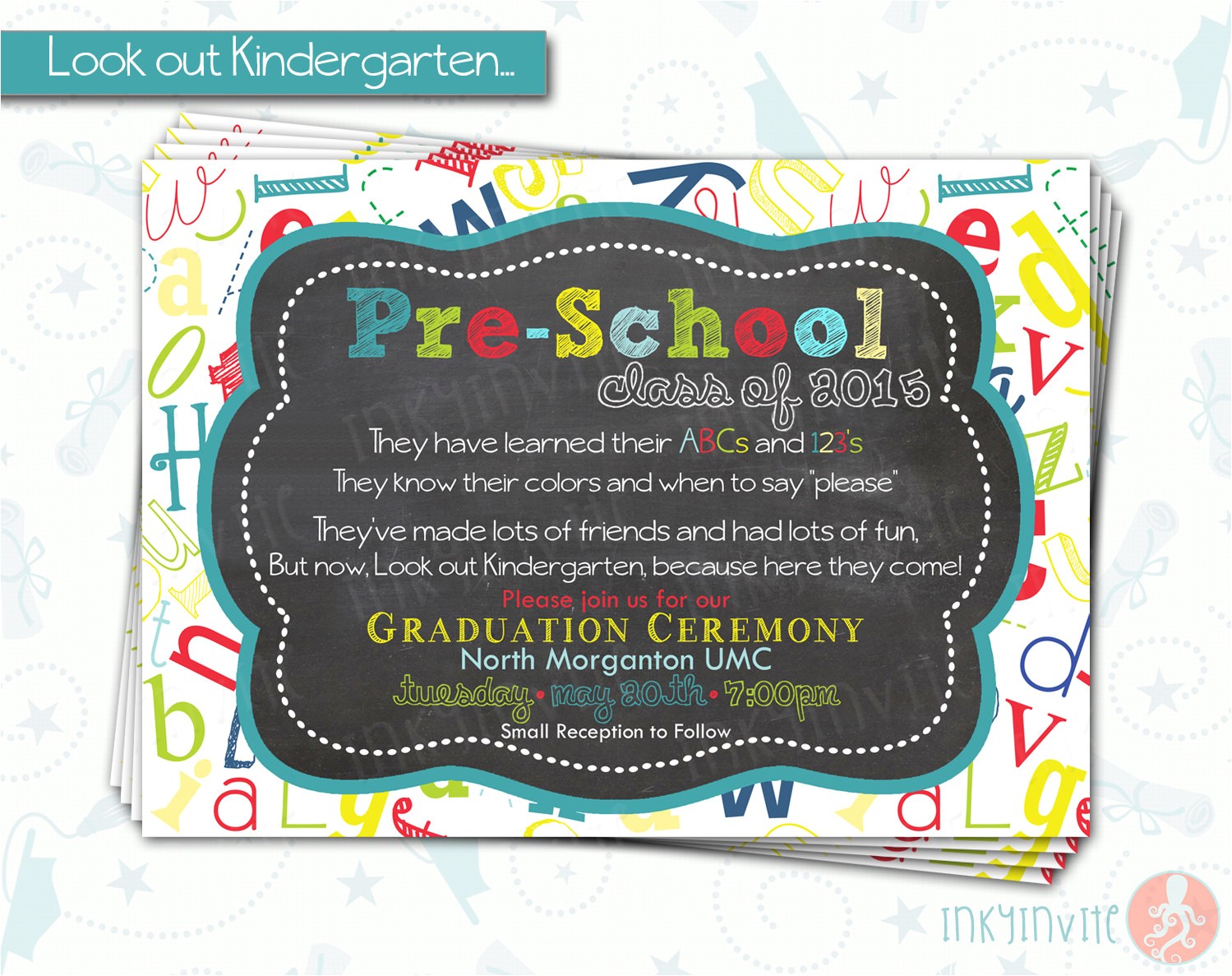 Pre Printed Graduation Party Invitations Pre School Graduation Invitation Pre K Class Graduation