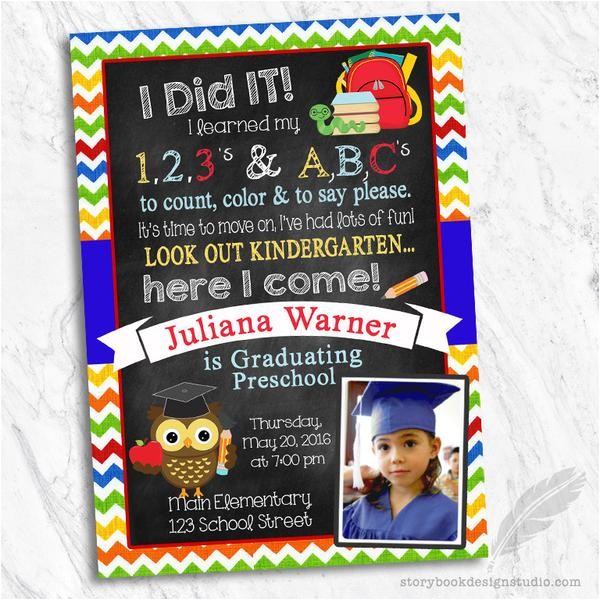 Preschool Graduation Invitation Pre K or Kindergarten Graduation Invitation Storybook