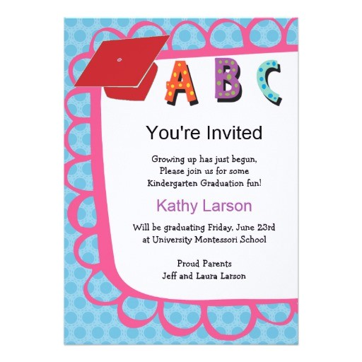 Preschool Graduation Invitation Wording Kindergarten Graduation Invitation Zazzle