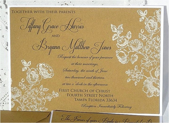 Primitive Wedding Invitations Wedding Invitation Kraft Rustic W White Vintage Hand