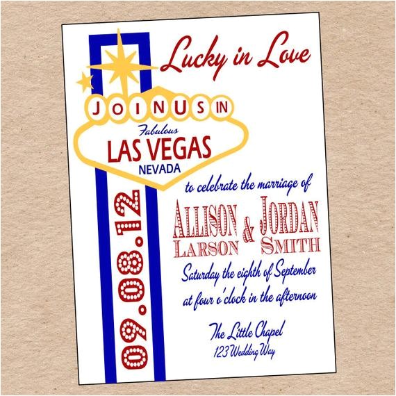 Printable Las Vegas Wedding Invitations Items Similar to Las Vegas Wedding Invitation or Save the