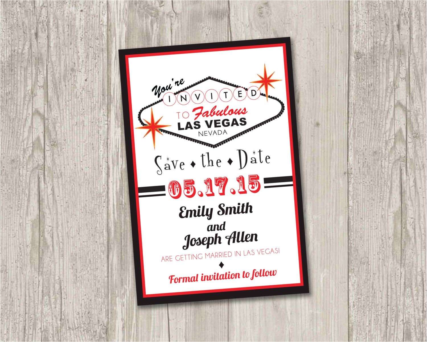 Printable Las Vegas Wedding Invitations Las Vegas Save the Date Printable Las by