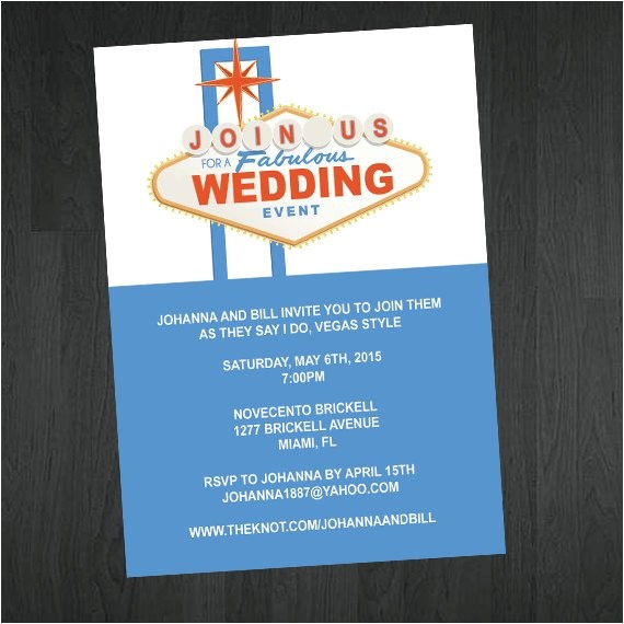 Printable Las Vegas Wedding Invitations Las Vegas themed Wedding Invitation Vegas by Memorableimprints