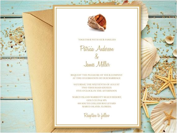 Printable Seashell Wedding Invitations Beach Wedding Invitation Template Seashell songs Printable Seashell Wedding Invitations Beach Wedding Invitation Template Seashell songs