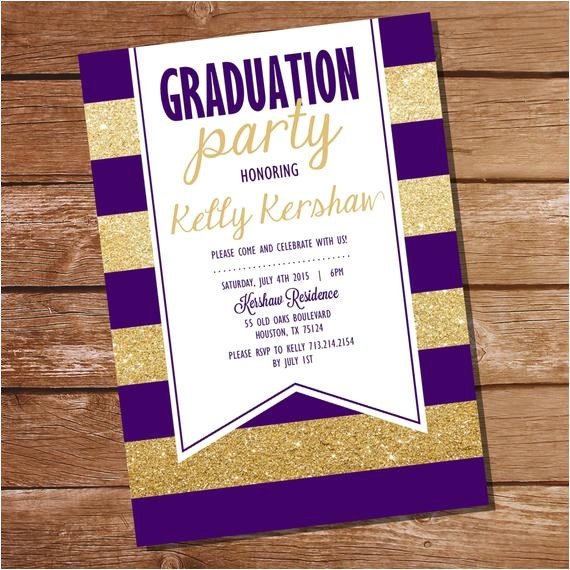 Printing Graduation Invitations at Home Purple and Gold Graduation Invitation Gold Graduation
