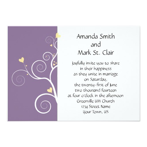 Purple and Yellow Wedding Invitations Modern Hearts Purple and Yellow Wedding Invitation Zazzle