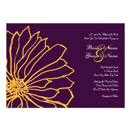 Purple and Yellow Wedding Invitations Purple and Yellow Floral Wedding Invitation Zazzle