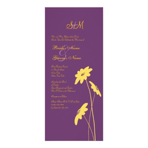 Purple and Yellow Wedding Invitations Yellow and Purple Wildflowers Wedding Invitation Zazzle