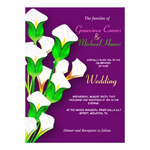 Purple Calla Lily Wedding Invitations 73 Purple Calla Lily Wedding Invitations Purple Calla