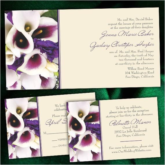 Purple Calla Lily Wedding Invitations Custom Purple Calla Lily Wedding Invitations