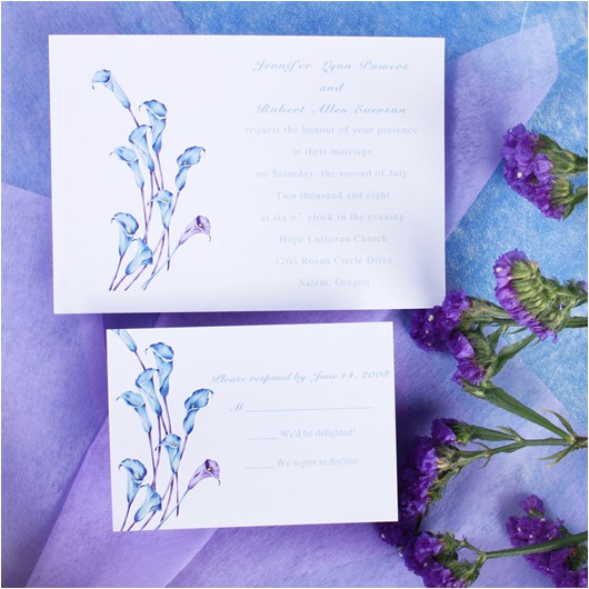 Purple Calla Lily Wedding Invitations Elegant Purple Calla Lily Wedding Invitations with