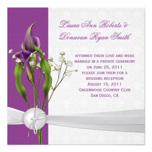 Purple Calla Lily Wedding Invitations Purple Calla Lilies White Damask Post Wedding 5 25×5 25