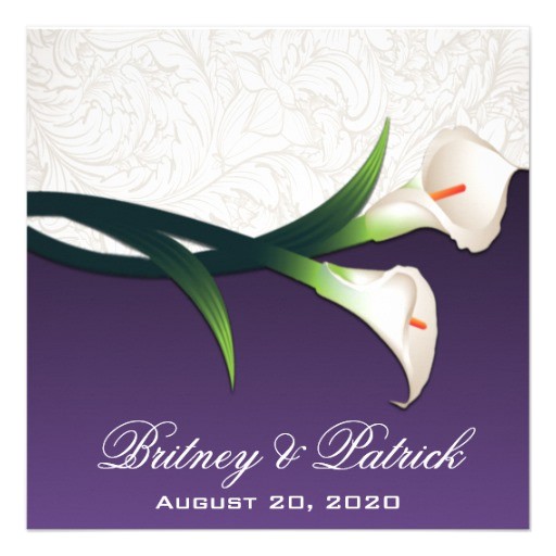 Purple Calla Lily Wedding Invitations Purple White Silver Calla Lily Wedding Invitations 5 25