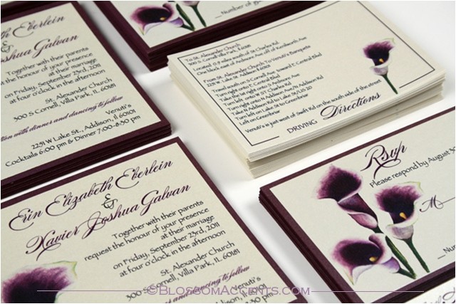 Purple Calla Lily Wedding Invitations Wedding Blossoms Purple Calla Lily Wedding Invitation