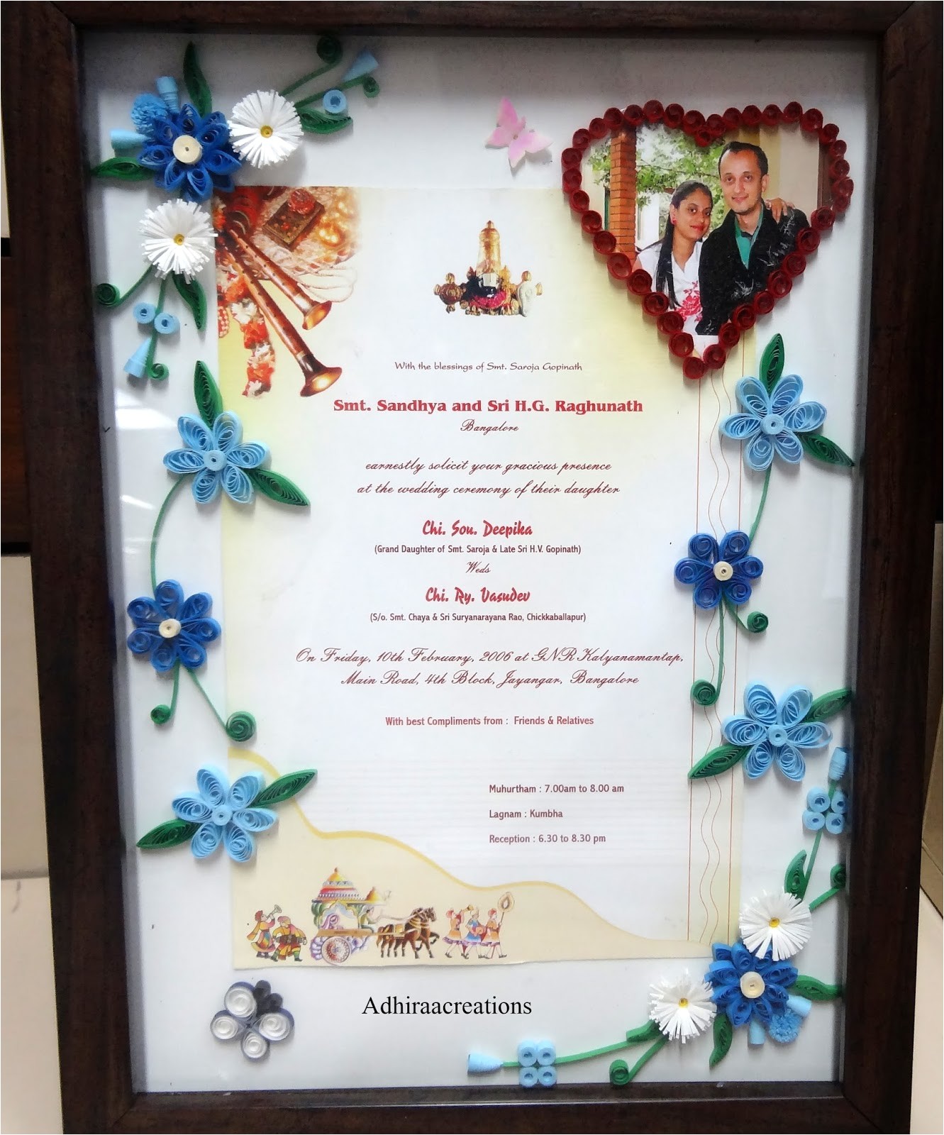 Quilled Wedding Invitation Keepsake Adhiraacreations Quilled Keepsake Invitation