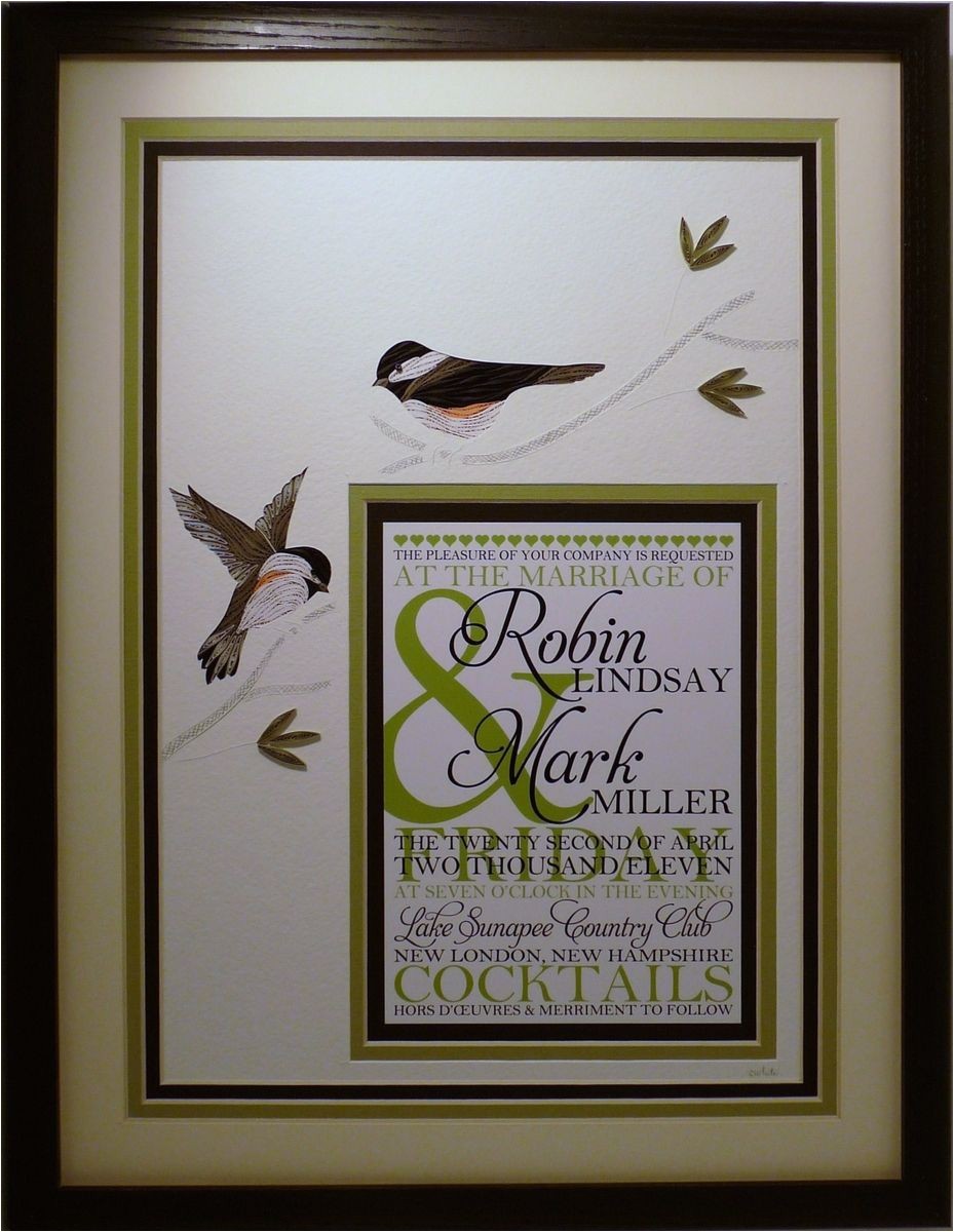 Quilled Wedding Invitation Keepsake Hand Crafted Quilled Wildlife Wedding Invitation Keepsake