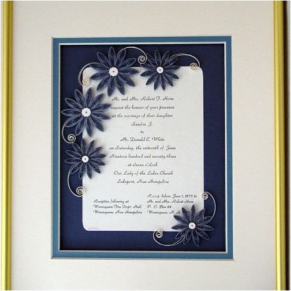 Quilled Wedding Invitation Keepsake Hand Crafted Wedding Invitation Quilled Keepsake Framed