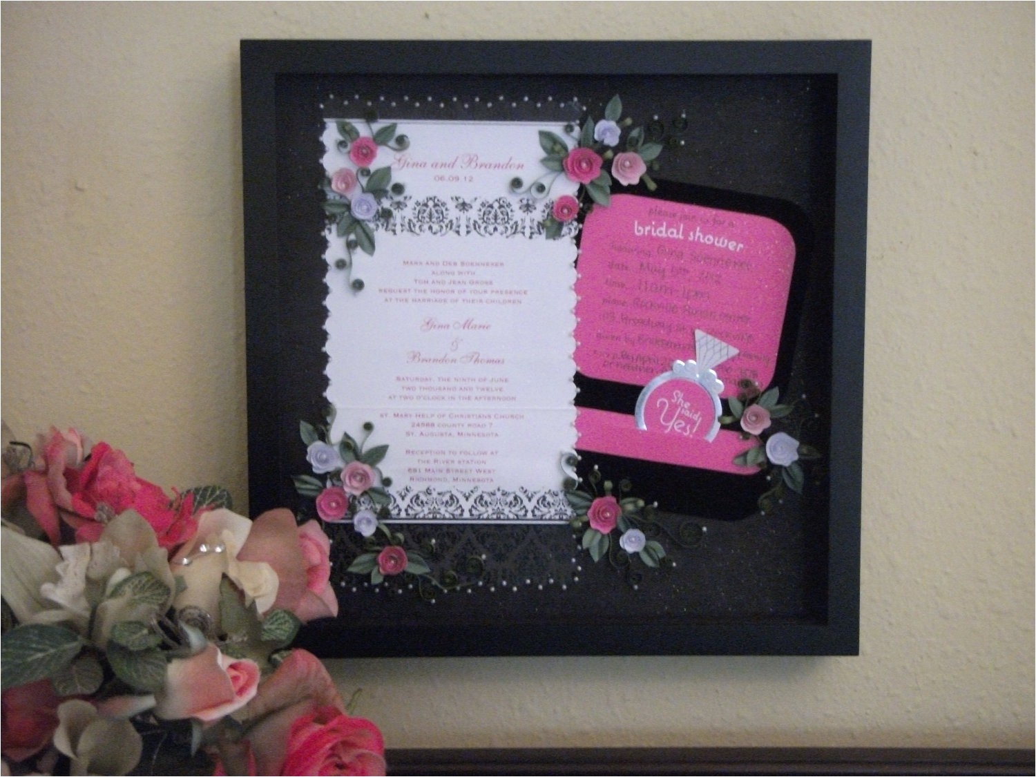 Quilled Wedding Invitation Keepsake Quilled Wedding Invitation Keepsake Under Glass something