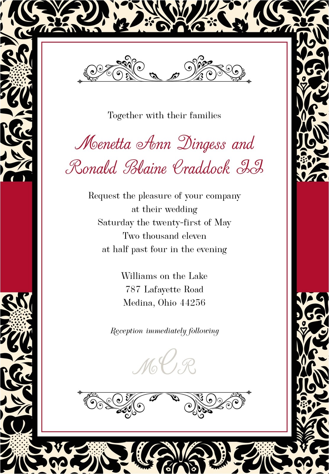 Red and White Wedding Invitation Templates Black and Red Wedding Invitations Template Best Template