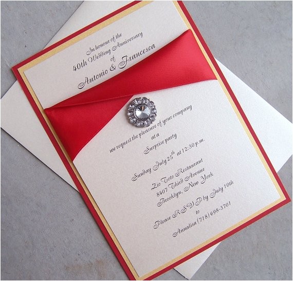 Red Ivory and Gold Wedding Invitations Items Similar to Elegant Wedding Invitation Red Ivory