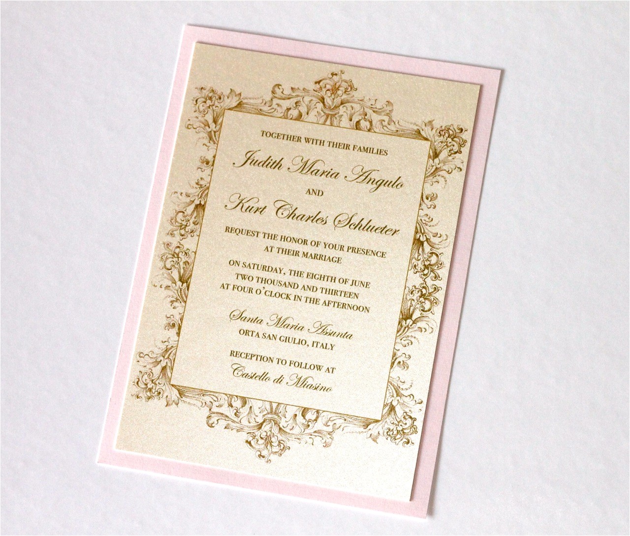 Red Ivory and Gold Wedding Invitations Vintage Wedding Invitations In Ivory Gold and Blush Pink