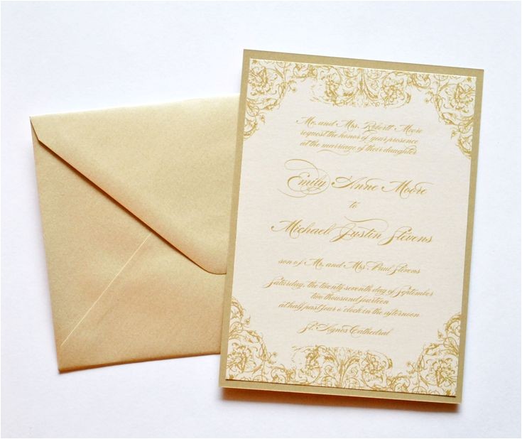 Red Ivory and Gold Wedding Invitations Wedding Invitation Blush and Gold Invitation Elegant