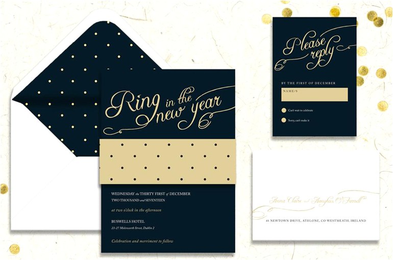 Ring In the New Year Wedding Invite New Year 39 S Eve Wedding Invitations Wedding Stationery