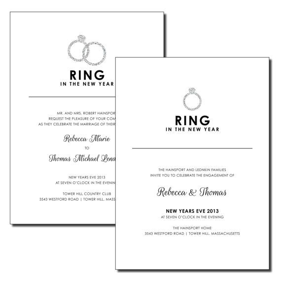 Ring In the New Year Wedding Invite New Years Eve Engagement Invitation Nye Wedding