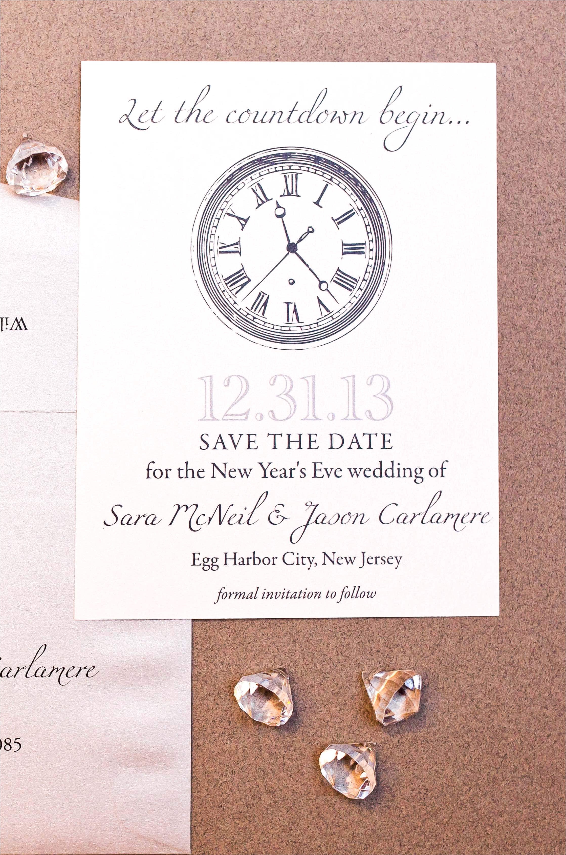 Ring In the New Year Wedding Invite New Years Eve Wedding Save the Date Gourmet Invitations