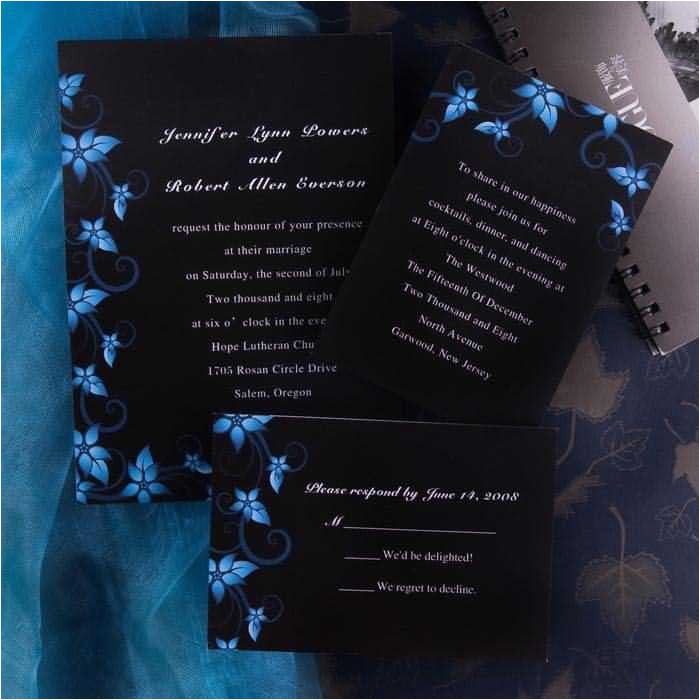 Royal Blue and Black Wedding Invitations Elegant Damask Black and Blue Wedding Invitations Ewi037