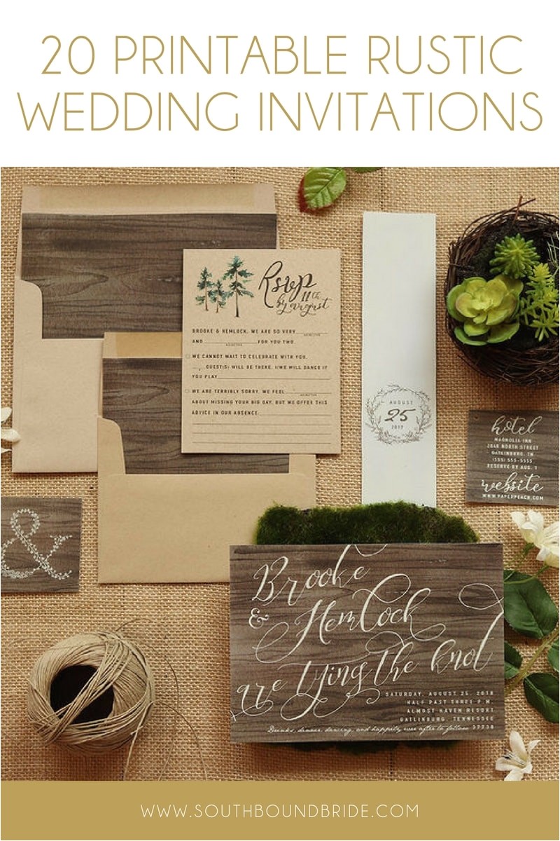 Rustic Wedding Invitations Etsy Printable Rustic Wedding Invitations From Etsy