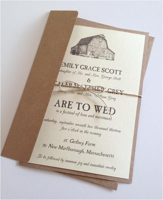 Rustic Wedding Invitations Etsy Rustic Barn Wedding Invitations by Lemoninvitations On Etsy