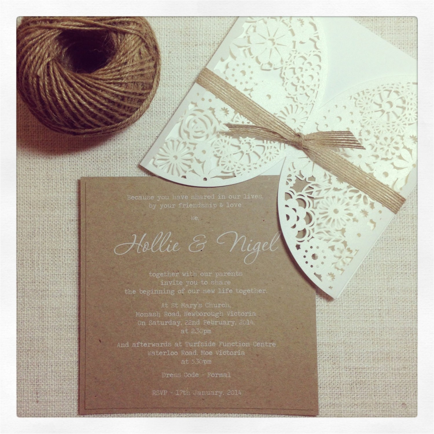 Rustic Wedding Invitations Etsy Rustic Wedding Invitation Laser Cut by Stunningstationery